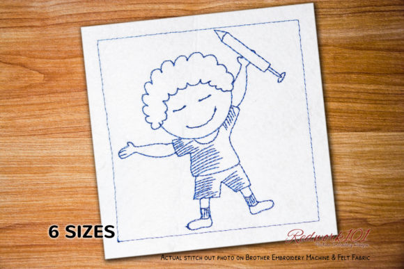 Boy Holding Pichkari Redwork: A Designer's Review